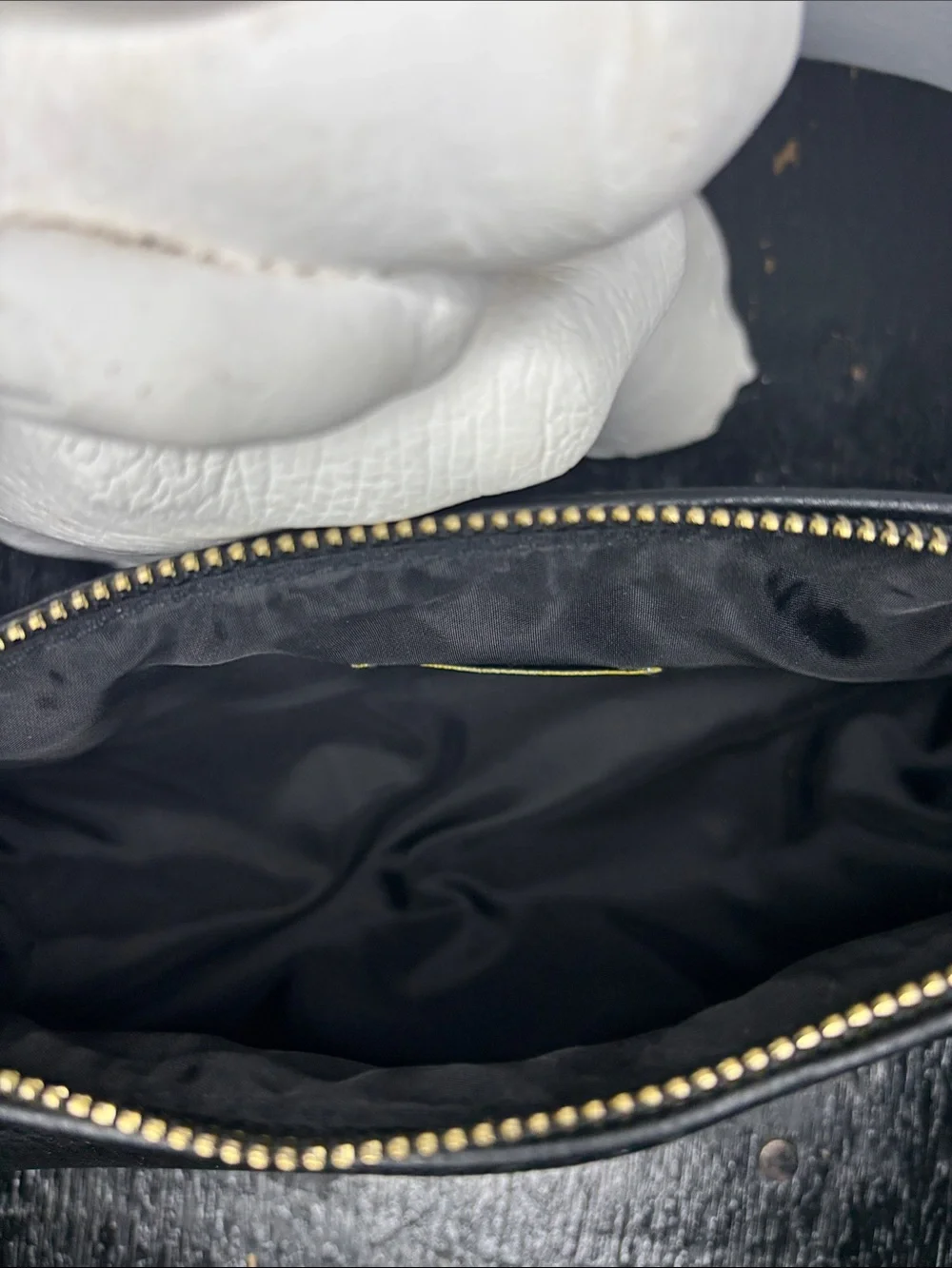 Vintage Neiman Marcus Black Leather Cosmetic Zip Pouch